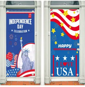 Independence Day door banners with Statue of Liberty and patriotic USA designs