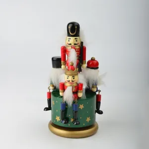 8-Zoll hölzerne Nussknacker-Spieluhr mit handbemalten Soldaten für Weihnachtsdeko.