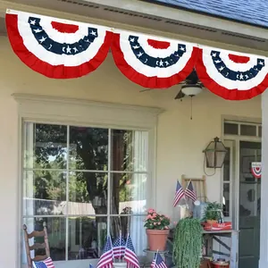 US Independence Day Pleated Bunting Flag Stars and Stripes American Fan Flag For Outdoor Porch Garden Patriotic Festive Banner
