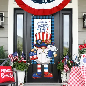 Independence Day Door Banner Patriotic Gnome Uncle Sam Non-woven Fabric Wall Hanging For 4th Of July Home Porch Decor