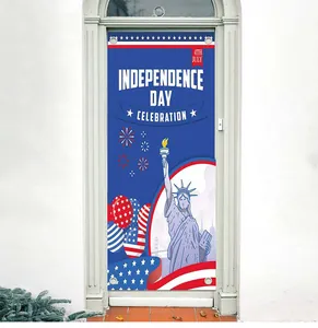 Outdoor 4th of July Independence Day door banner decoration with Statue of Liberty design