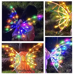 Electric glowing butterfly wings with colorful LED lights for kids fairy costume