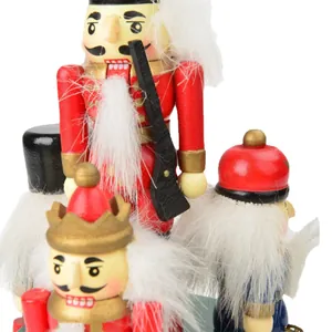Traditionelle 20cm Holz-Nussknacker-Spieluhr-Figuren, festliche Weihnachtsdekoration