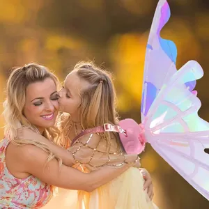 Electric glowing iridescent fairy butterfly wings for adults and children's party costume