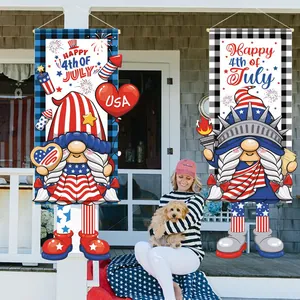 Festive Independence Day gnome banners for outdoor home porch decorative hanging display