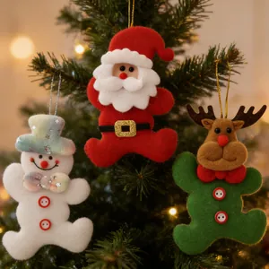 3D Peluche Bambola di Natale Ornamenti Sospesi Babbo Natale Pupazzo di Neve Renna Figure in Tessuto per Casa Albero di Natale Decorazioni