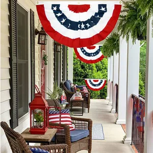 American Independence Day pleated fan flag bunting for outdoor porch decoration