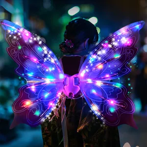 Glowing electric moving butterfly wings with multi-colored LED lights for kids fairy costumes