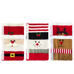 Lot de 3 housses de poignée de réfrigérateur de Noël tricotées avec motifs 3D