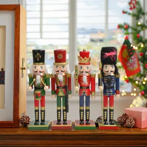 Schiaccianoci Classico di Natale 30CM Soldato Re Burattino in Legno Dipinto a Mano Ornamento per la Casa Regali