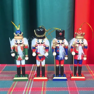 Set di 4 classici soldati schiaccianoci colorati da 13 cm per albero di Natale