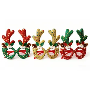Set mit drei glitzernden Weihnachts-Rentiergeweih-Brillen für Feiertags-Party-Requisiten