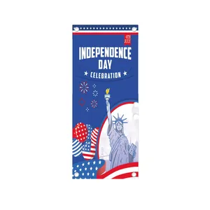 Vertical American Independence Day outdoor door banner with Statue of Liberty design