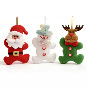 Set di tre ornamenti natalizi in peluche con Babbo Natale, pupazzo di neve e renna