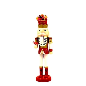 38cm traditional wooden candy-themed nutcracker Christmas home decoration figurine