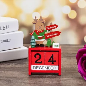 Close-up detail of a wooden reindeer Christmas countdown calendar for home decor