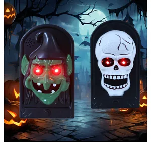 Timbres de Halloween luminosos y aterradores con bruja y calavera para casas encantadas