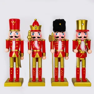 Schiaccianoci Soldato 25cm Ornamento Natalizio in Legno Stile Guardia Britannica Rosso Oro Figurina Dipinta per Decorazione Festa