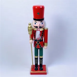Traditionelle 30cm Nussknacker-Soldatenfigur aus Holz in roter Uniform für Weihnachten