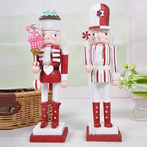 Hand-painted 38cm wooden cupcake nutcracker puppets for festive Christmas holiday decor
