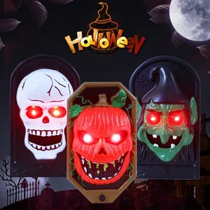 Timbre Luminoso de Halloween Decoración de Casa Embrujada Ojos Brillantes Sonido de Terror Calabaza Calavera Bruja Accesorios de Fiesta