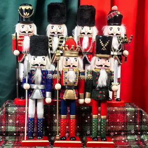 Europäischer Stil Holz Nussknacker Puppe Handarbeit Stoffumwickelt Soldat König Figur Weihnachten Heimdekoration Festliches Ornament Geschenk