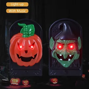 Timbre de Halloween con diseños de calabaza y bruja y ojos LED rojos brillantes