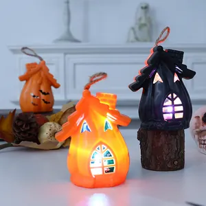 Lanterne luminose a forma di casa stregata di Halloween con luci LED decorative