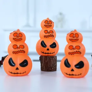 Triple-tiered Halloween pumpkin LED glowing light for holiday party window decor