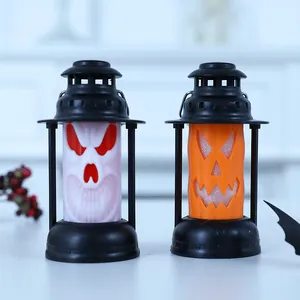 Halloween LED kerosene lanterns with pumpkin and skull designs for festive party decor