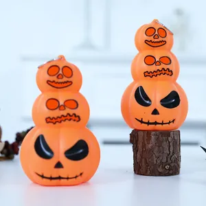 Three-tier stacked glowing Halloween pumpkin ornament for home and party decoration
