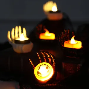 Ghost hand skeleton Halloween LED candle lights for festive desktop table ornament decoration