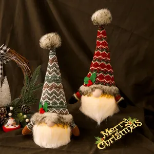 LED gebreide kerstkabouters gezichtsloze pluche poppen voor gezellige huisdecoratie