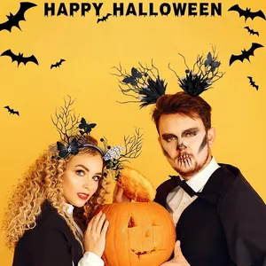 Halloween Headbands with Bat Branch and Skull Hand Designs for Costume Party Decor