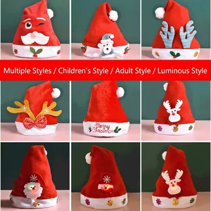Bonnets de Noël rouges à LED festifs pour adultes et enfants en plusieurs styles