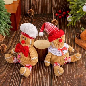 Pair of creative plush gingerbread man dolls for festive Christmas tree decoration