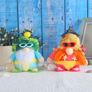 Summer Beach Gnome Plush Dolls Sunglasses Bikini Faceless Tabletop Ornaments Tropical Theme Party Favors Decorative Figurines