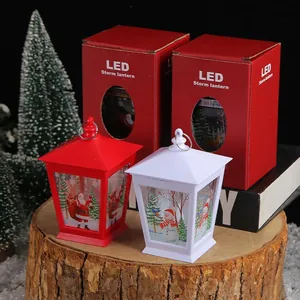 Lanternes de Noël à LED avec motifs Père Noël et bonhomme de neige pour la déco