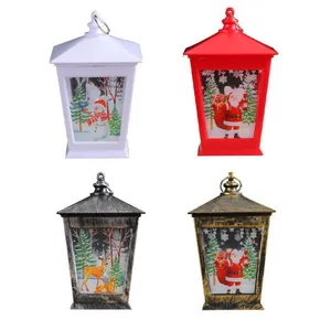 Set de lanternes de Noël avec motifs Père Noël et bonhomme de neige, veilleuse déco