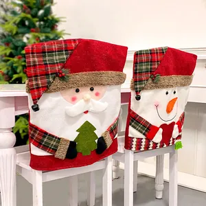 Coprisedie natalizi decorativi con disegni di Babbo Natale e pupazzo di neve per sala da pranzo