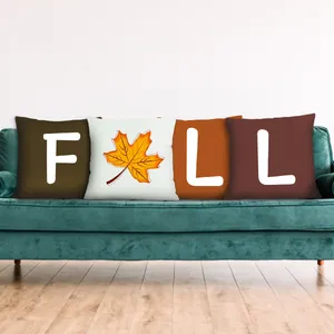 Harvest Festival FALL Letter Maple Leaf Pillowcase Autumn Thanksgiving Decorative Cushion Cover For Sofa Living Room Home Decor