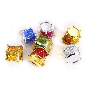 Set of colorful 2.5cm laser drum Christmas tree ornaments for festive holiday home decor