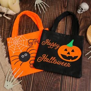 Halloween Pumpkin Spider Web Candy Handbag Non-Woven Fabric Gift Bag For Party School Trick Or Treat Decorative Tote