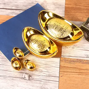 Traditional Golden Yuanbao Decoration Plastic Electroplated Wealth Luck Sycee Ornament For Home Office Festive Display