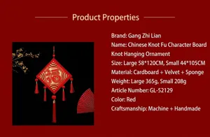 Detailed specifications for red Chinese knot pendant with Fu character for New Year