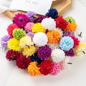 Têtes de Fleurs de Chrysanthème Artificielles Tissu de Soie Multicolore Fausses Fleurs Pour Bricolage Pinces à Cheveux Décor de Mariage Maison