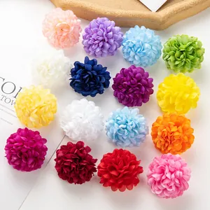 Têtes de fleurs de chrysanthème en soie artificielle colorées pour décorations de DIY