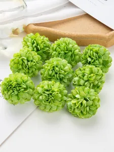 Lot de têtes de fleurs de chrysanthèmes en soie verte pour bricolage et décorations