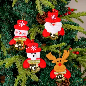 Adornos Colgantes De Navidad Fieltro Dibujos Animados Papá Noel Muñeco De Nieve Reno Oso Con Campana De Metal Dorado