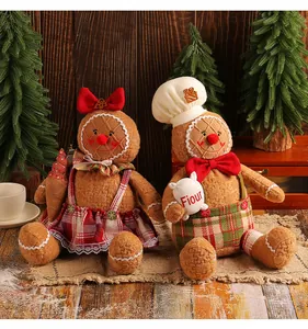 Lot de figurines de bonhomme de pain d'épices en peluche avec bonnet de chef